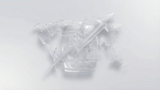 Transparent barrel with upward arrow.